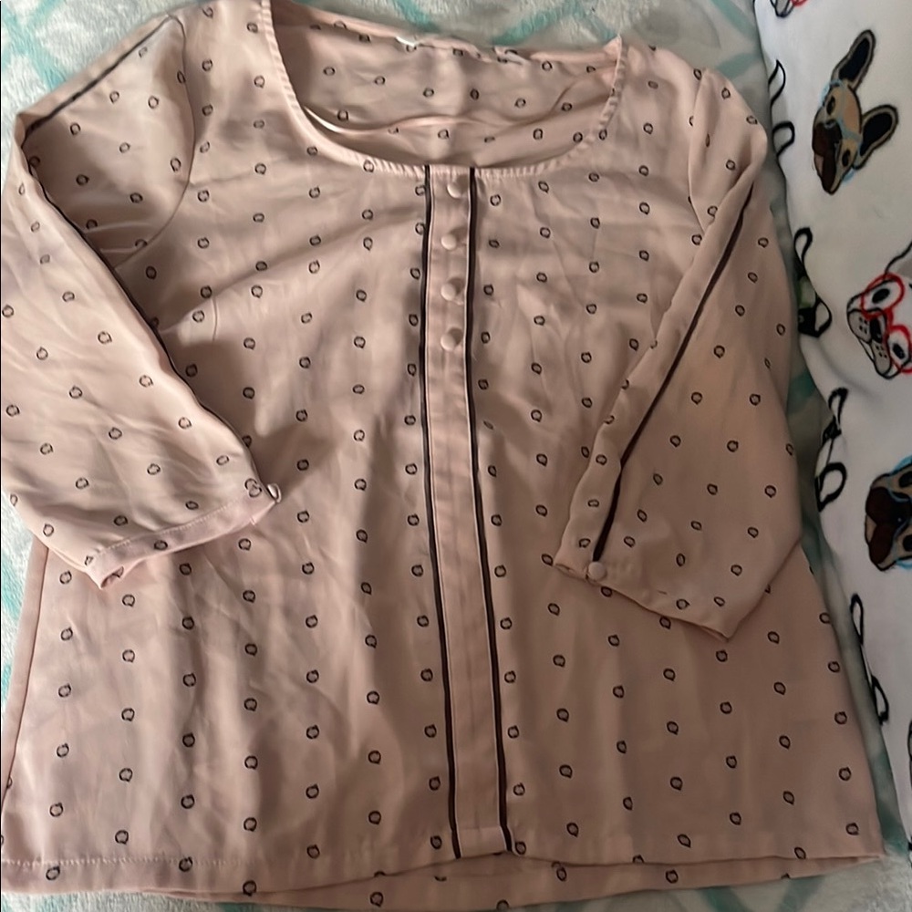 LC Lauren Conrad Light Pink Patterned Blouse